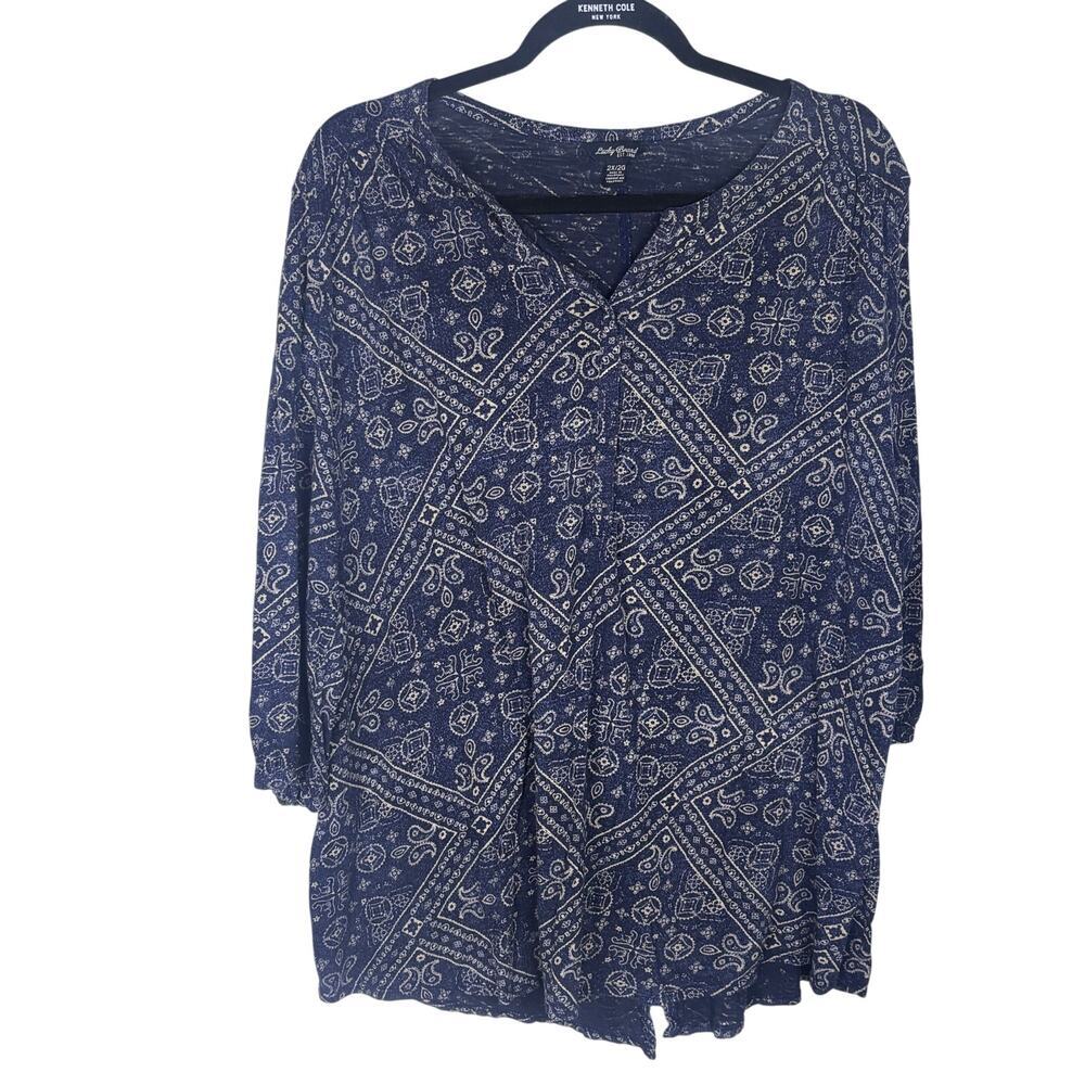 Lucky Brand Long Sleeve Tunic Top Women’s 2X Bohemian Bandana Print